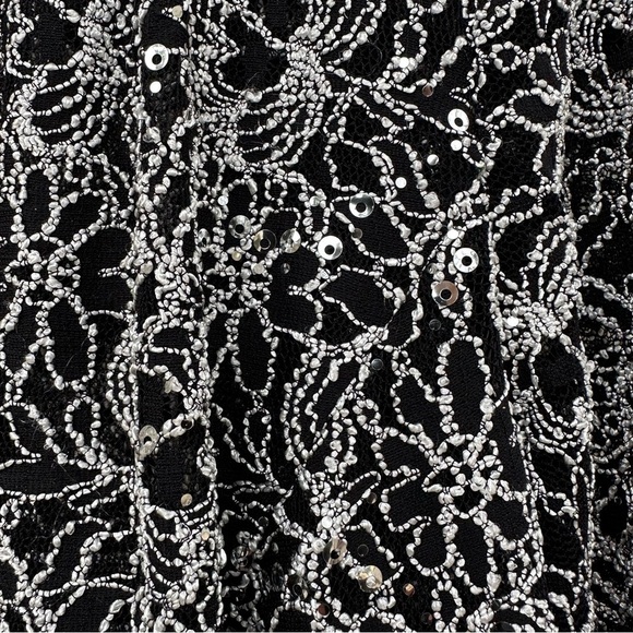 Alex Evenings Sequin Lace Twinset Cami & Jacket Black Silver S Mother Formal - Picture 11 of 15